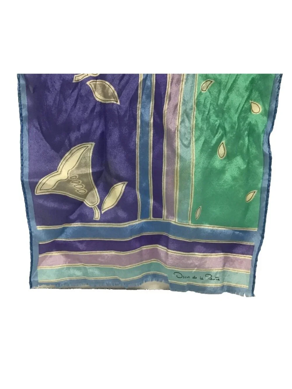 Oscar de la Renta Vintage 1990s Multicolor Printed 50x10 Rectangle Scarf